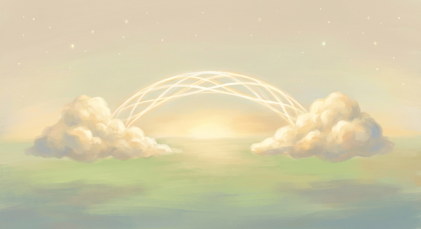 柔らかな雲と光の架け橋のイラスト